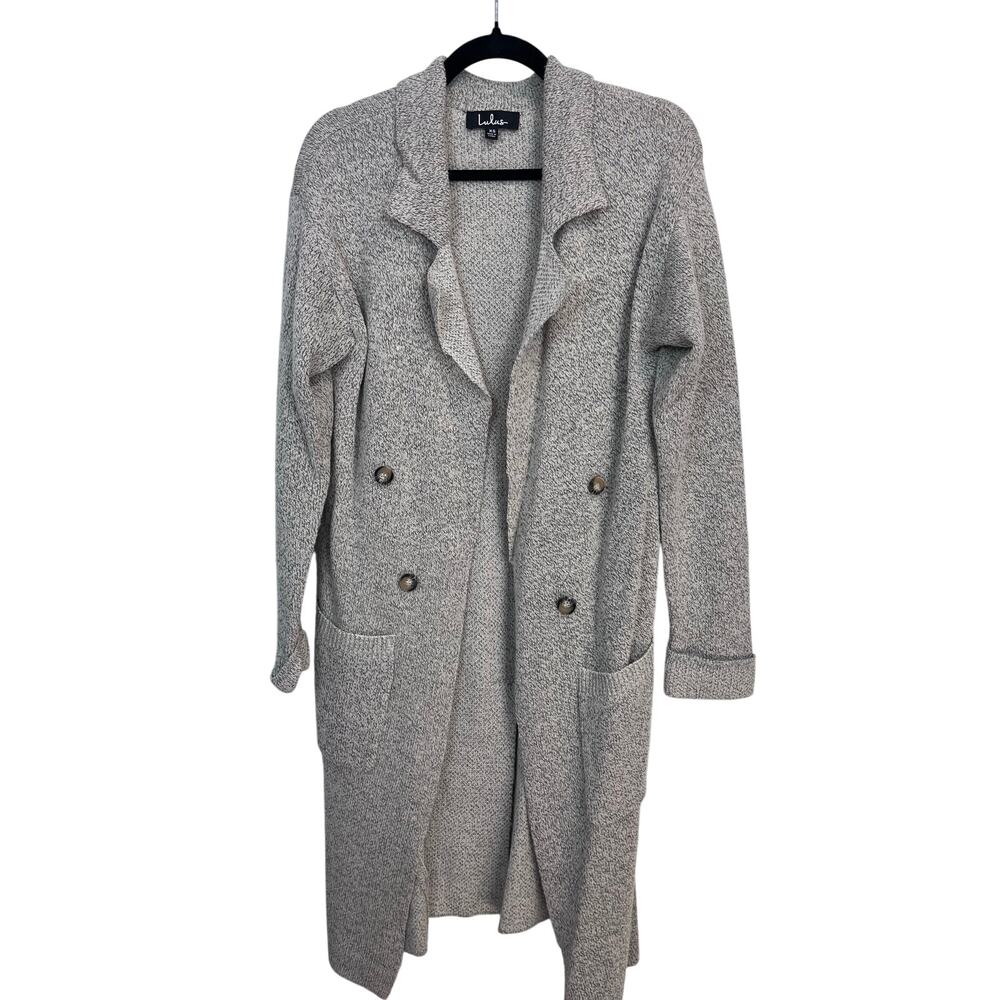 LULU’S BEIGE BROWN KNIT OPEN FRONT DUSTER CARDIGAN — WOMEN’S XS